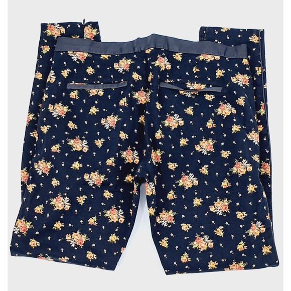 Zara Trafaluc Floral Mid Rise Ankle Zip Stretch Trouser Skinny Pants, Small 6 - Picture 6 of 9